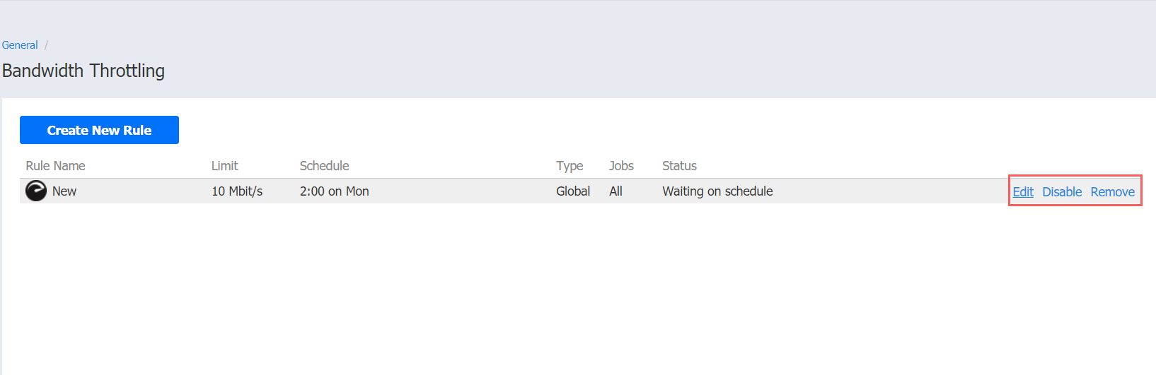 Bandwidth throttling vectoratila